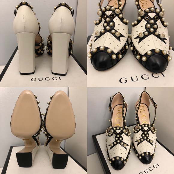 NWT Gucci Tracy 100mm Pearl Studded Pump sz 38 - Picture 5 of 8